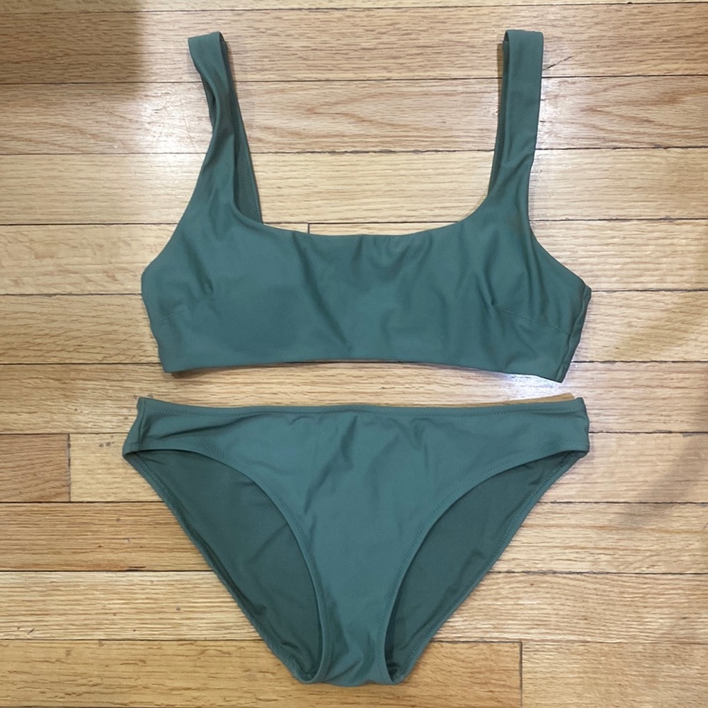 Aerie Green Scoop Top Bikini Size Medium